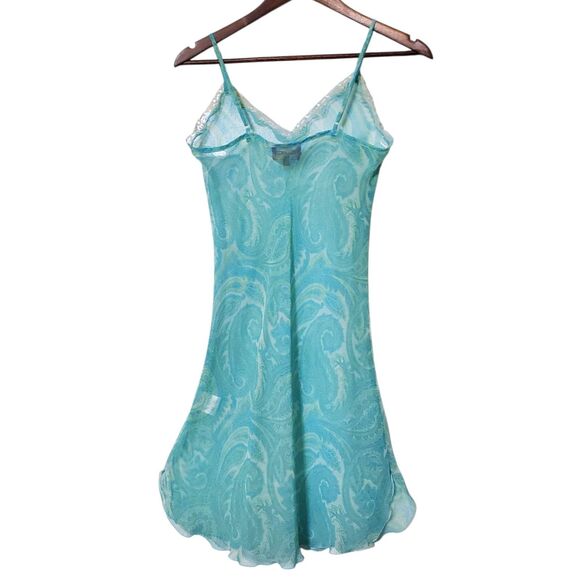 Vintage Bed Of Roses Sheer Slip Size S Paisley Fairy Coquette Ballet Aqua Womens - Picture 5 of 11